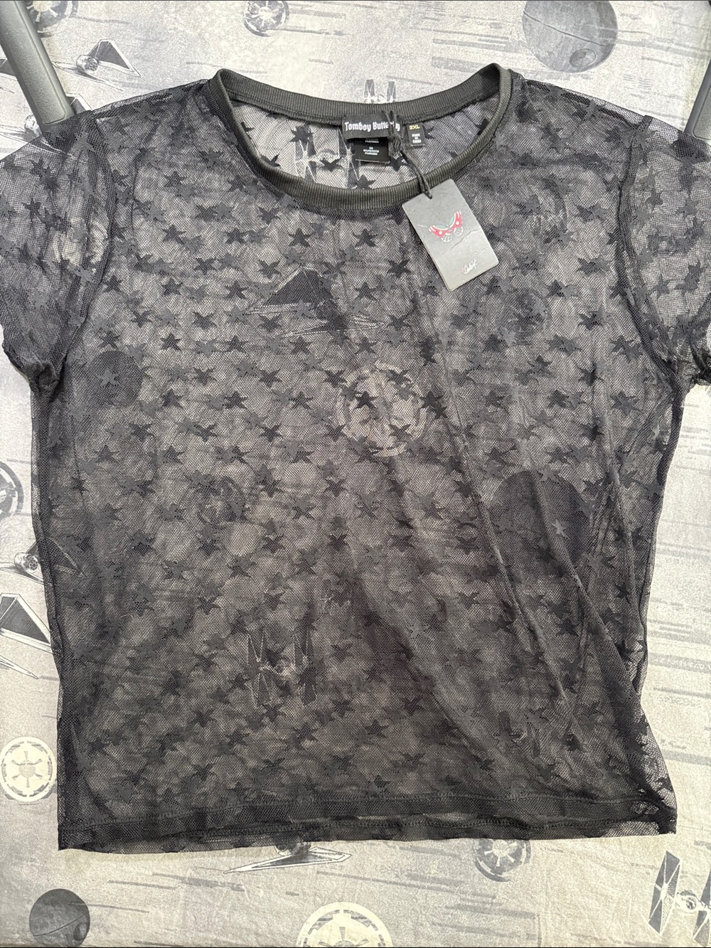 NWT GIRRLSCOUT RILEY STAR MESH CROP TOP SZ 2X
